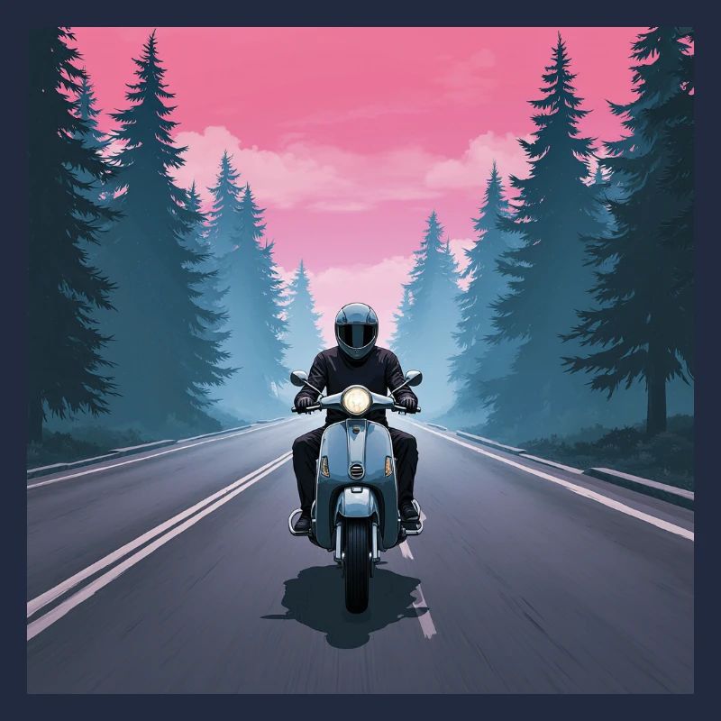 Motorradfahrer im Wald