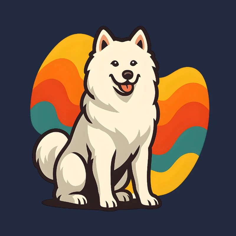 Samoyed Dog Prism Retro Wave
