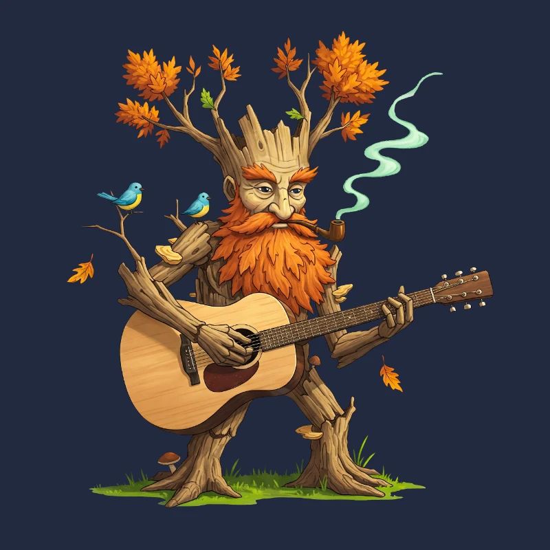 Fantasy Tree Guitar Player T-Shirt