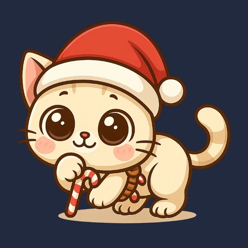 Chat de Noël Kawaii - Design de Noël mignon