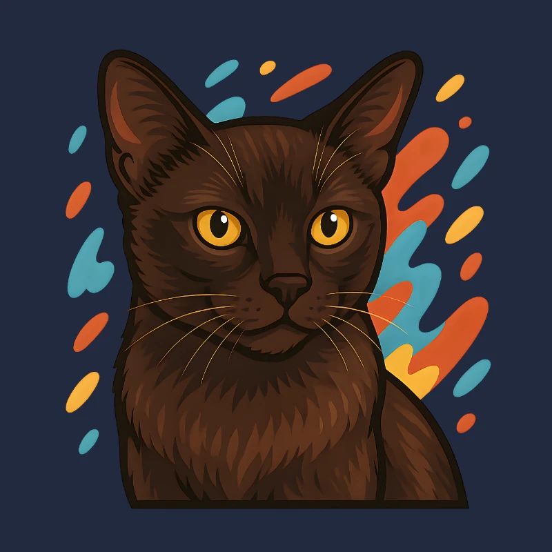 Burma-Katze mit buntem Hintergrund