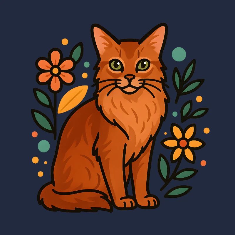 Somalische Katze und Blumen