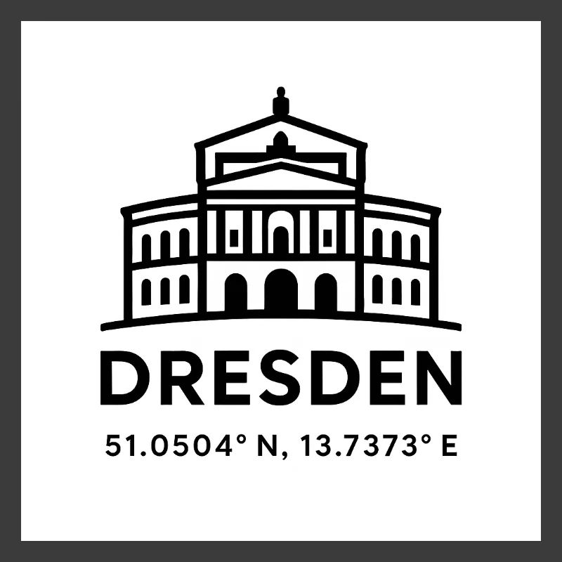 Dresden Skyline Line Style Coordinates Semperoper