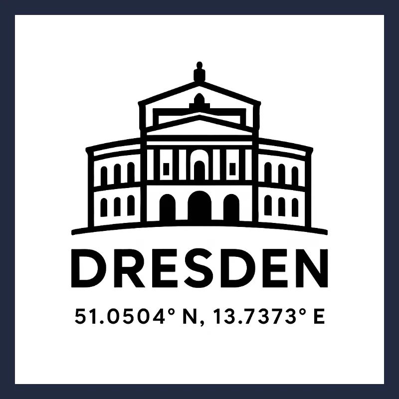 Dresden Skyline Line Style Coordinates Semperoper