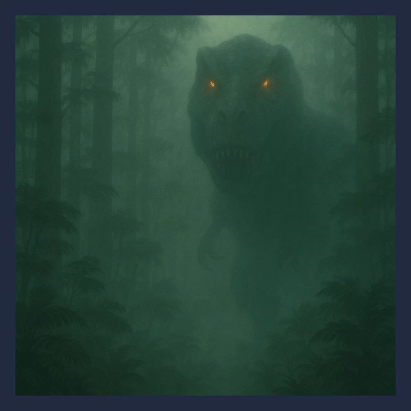 Cloud Forest Dinosaur with Fire Eyes