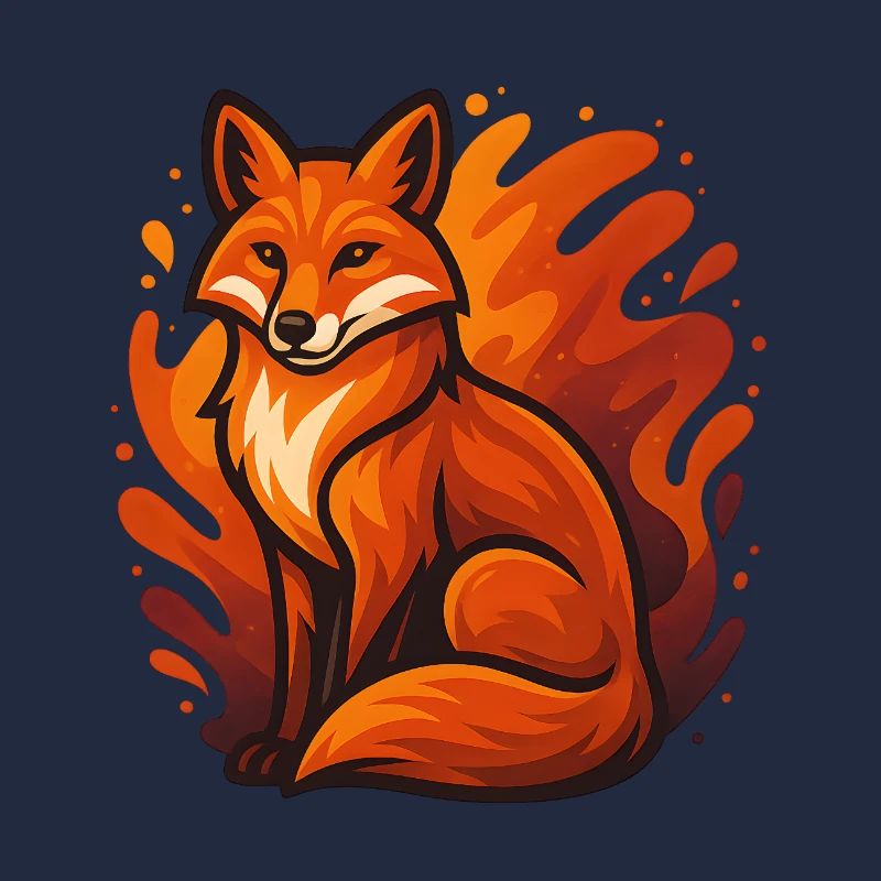 Flaming fox in graphic style