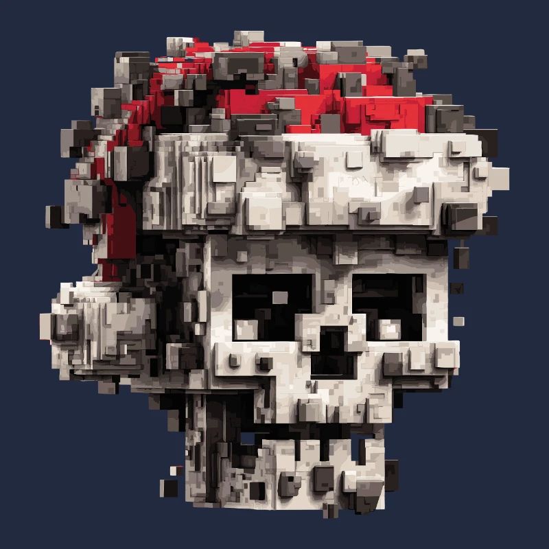 Crâne de pixels avec chapeau de Père Noël