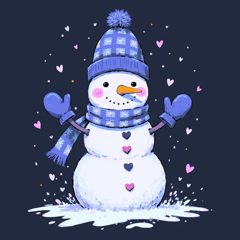 Cute snowman with heart