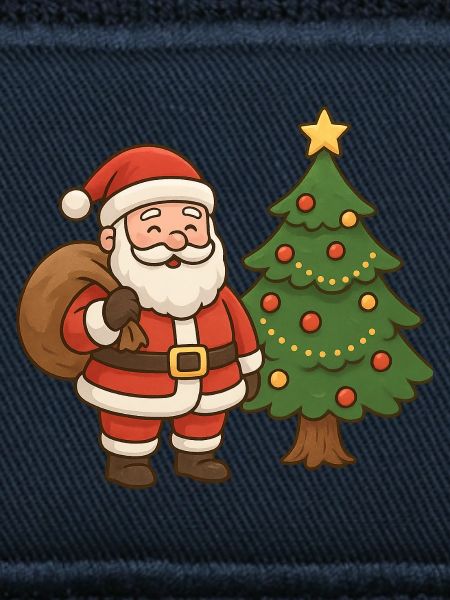 Weihnachtsmann mit Tannenbaum Illustration