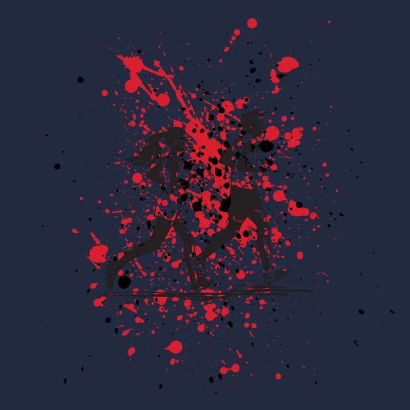 Courses et éclaboussures rouges