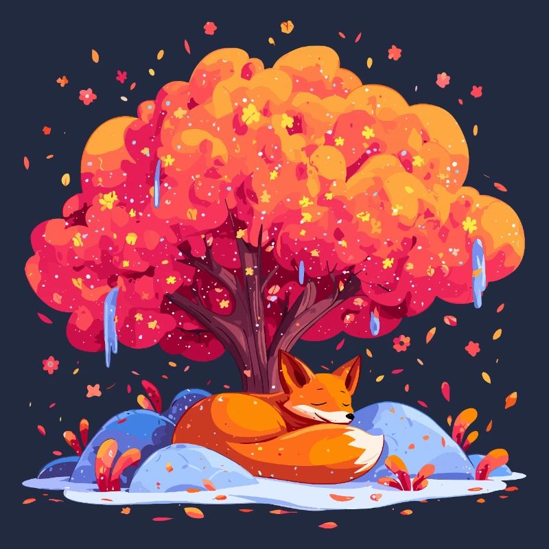 Fuchs unter Herbstbaum