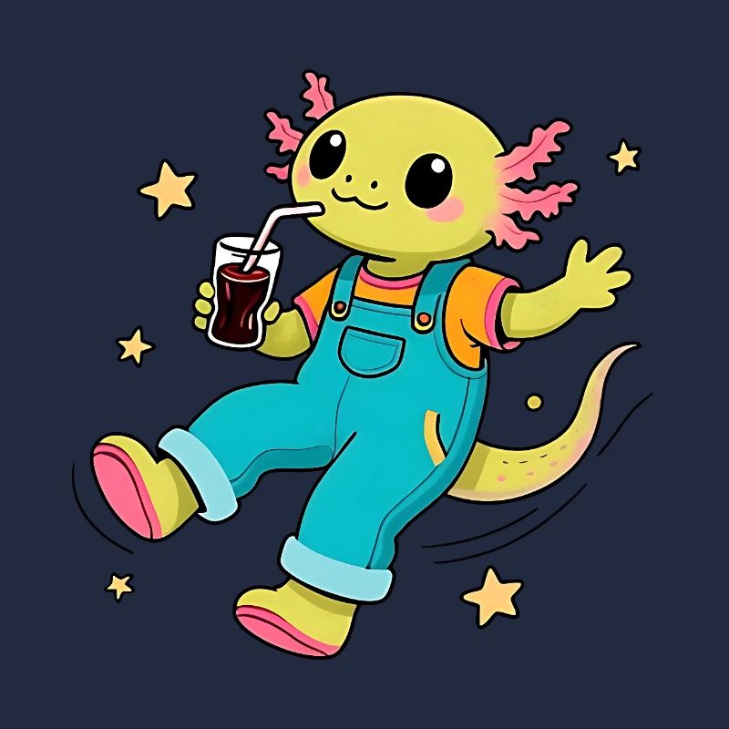 Axolotl joyeux flottant dans l'espace
