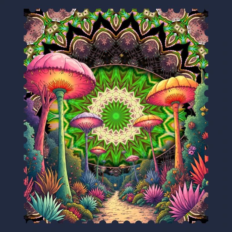 Psychedelische Pilzlandschaft Mandala