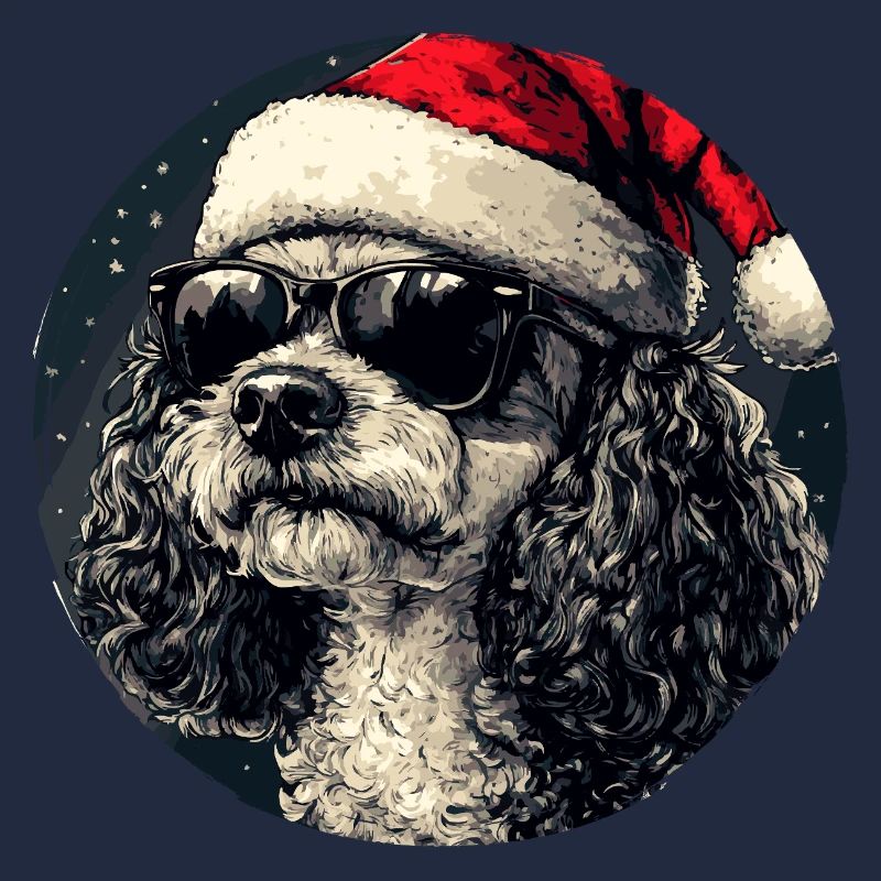 Caniche de Noël avec lunettes de soleil