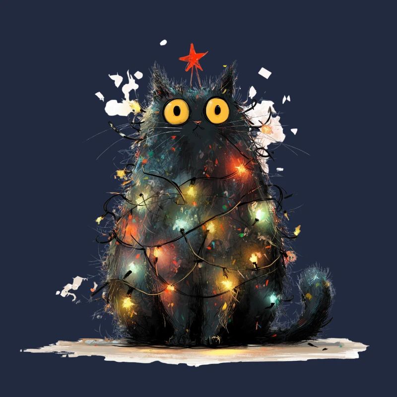 Chat de Noël Chat Noir comme Sapin de Noël