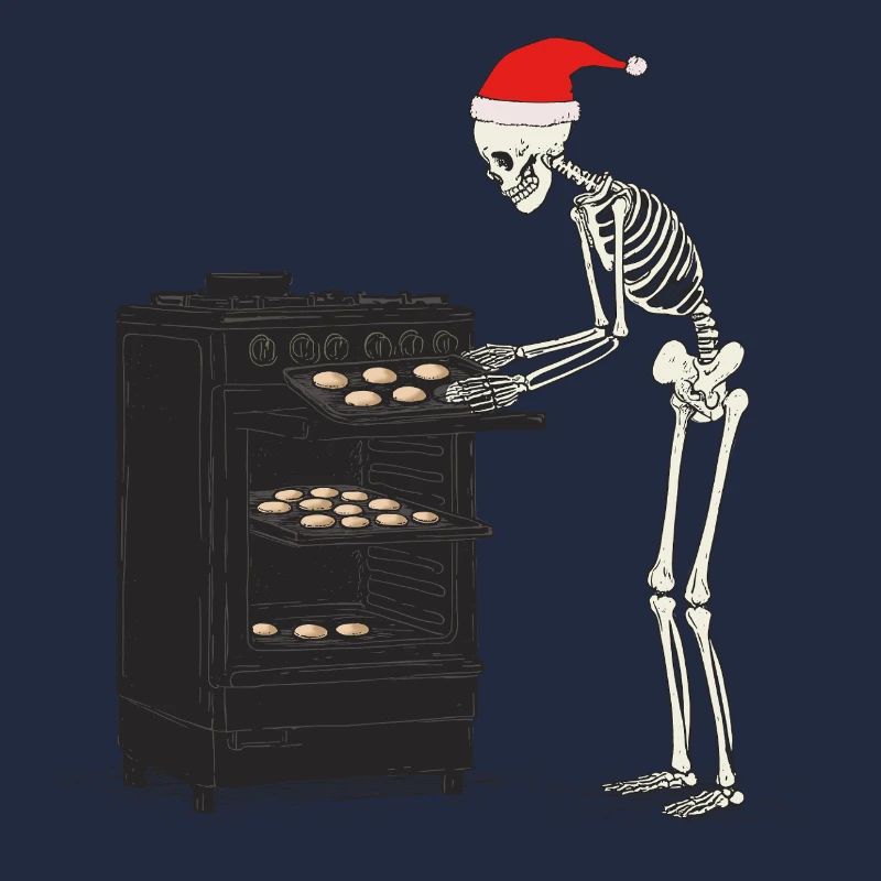 Skeleton bakes cookies