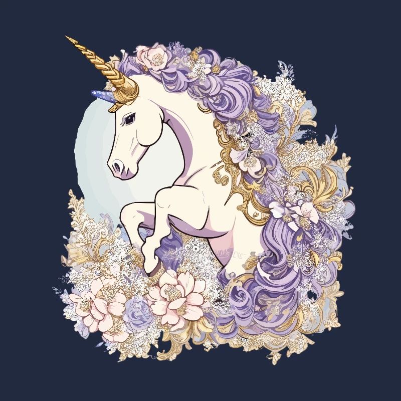Licorne pastel dans une mer de fleurs