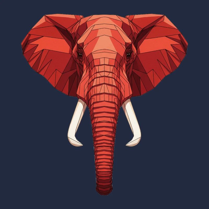 Red Geometric Elephant Head