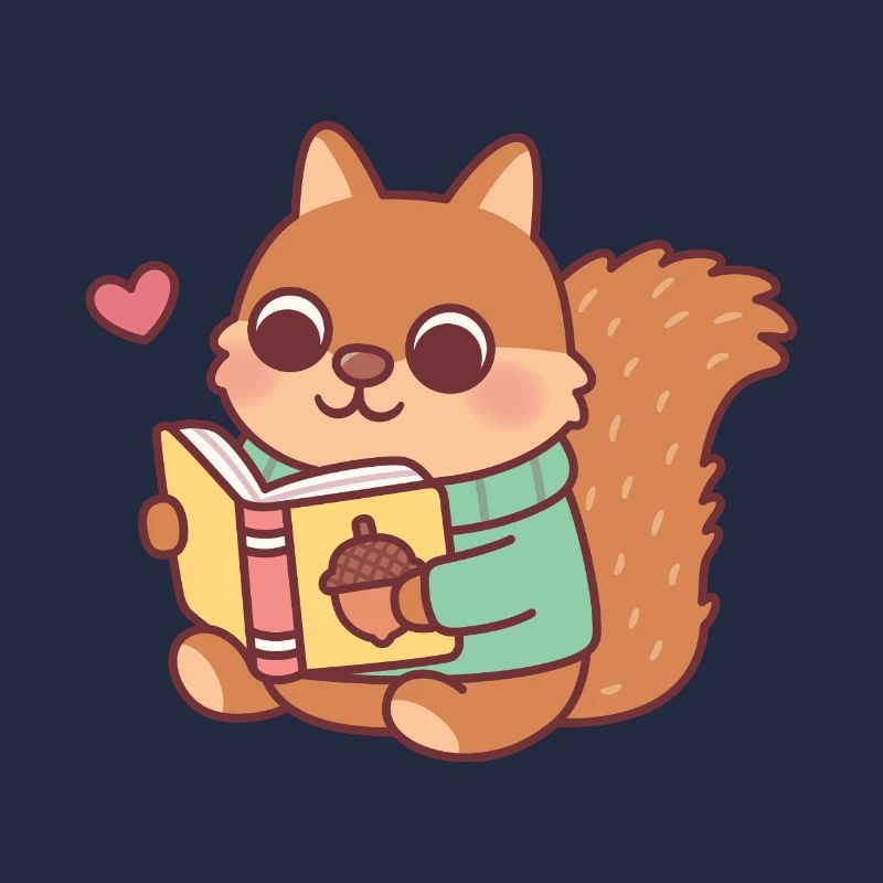 Cute Squirrel Reading A Book