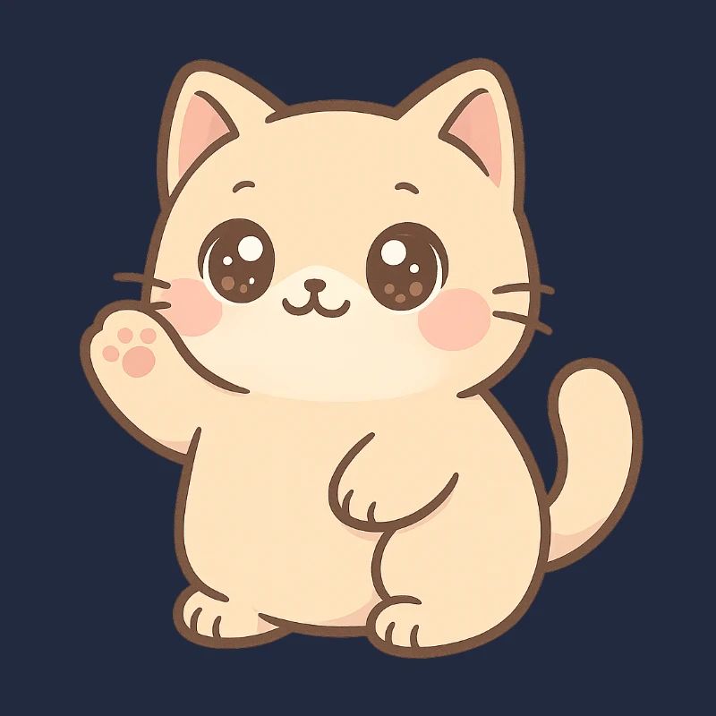 Kawaii Kitten Waving Design
