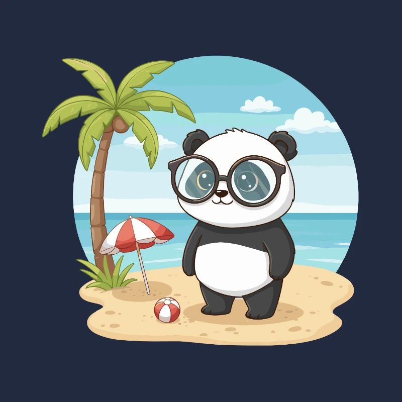 Süßer Panda mit Brille Strand-Sommerurlaub