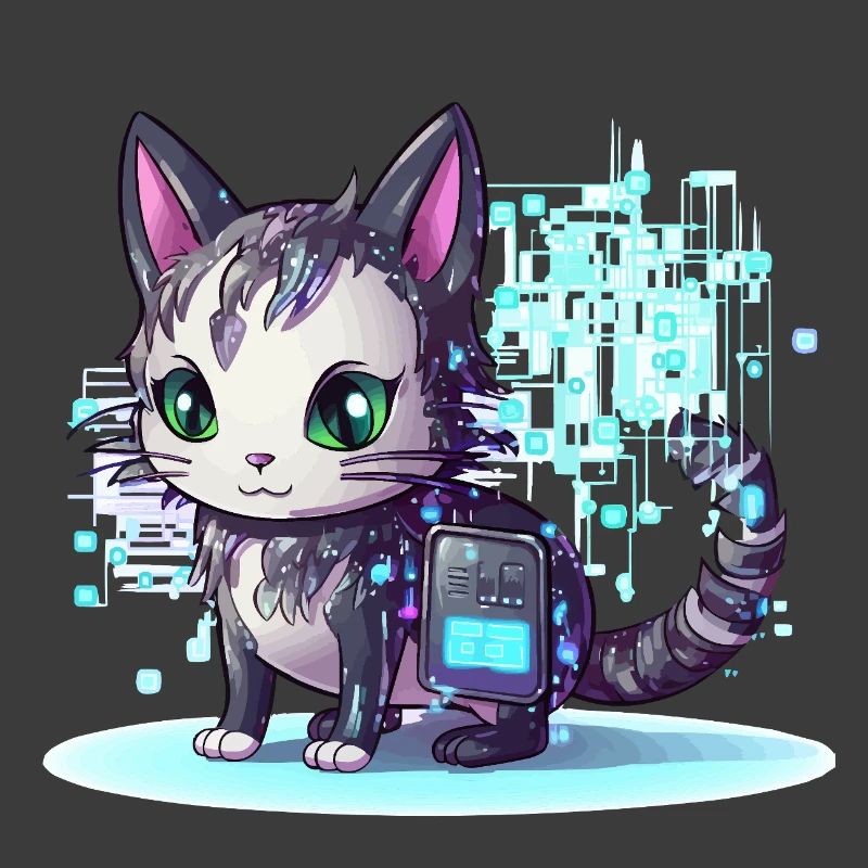 Cybercat Neon Pixel Magic