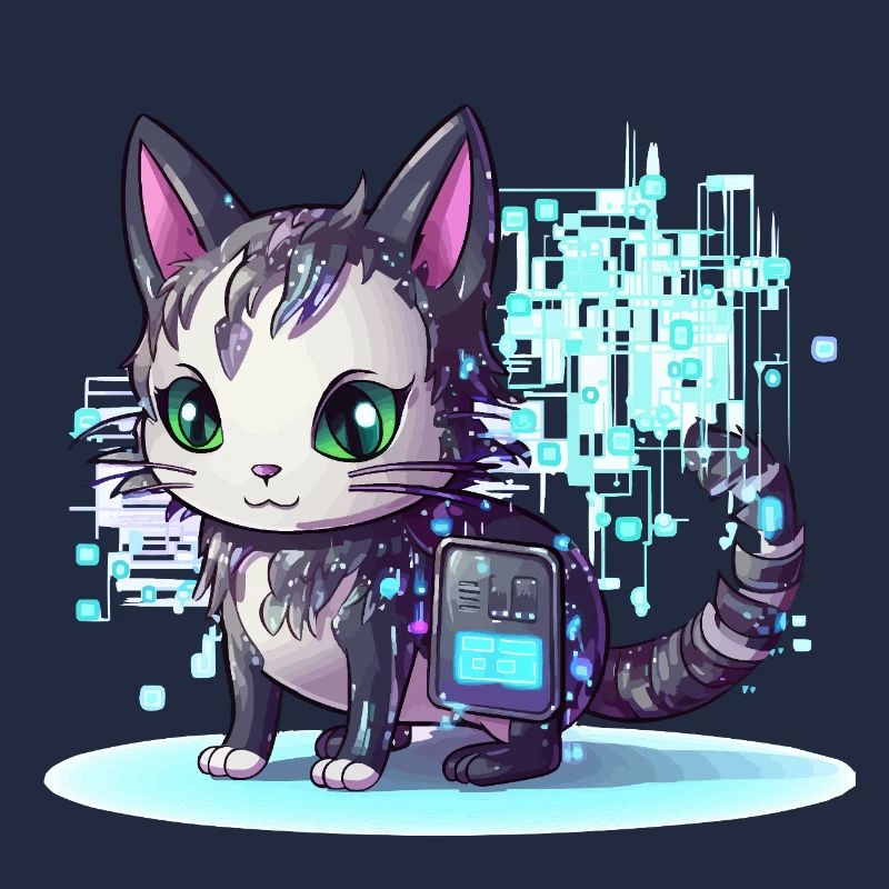 Cybercat Neon Pixel Magic
