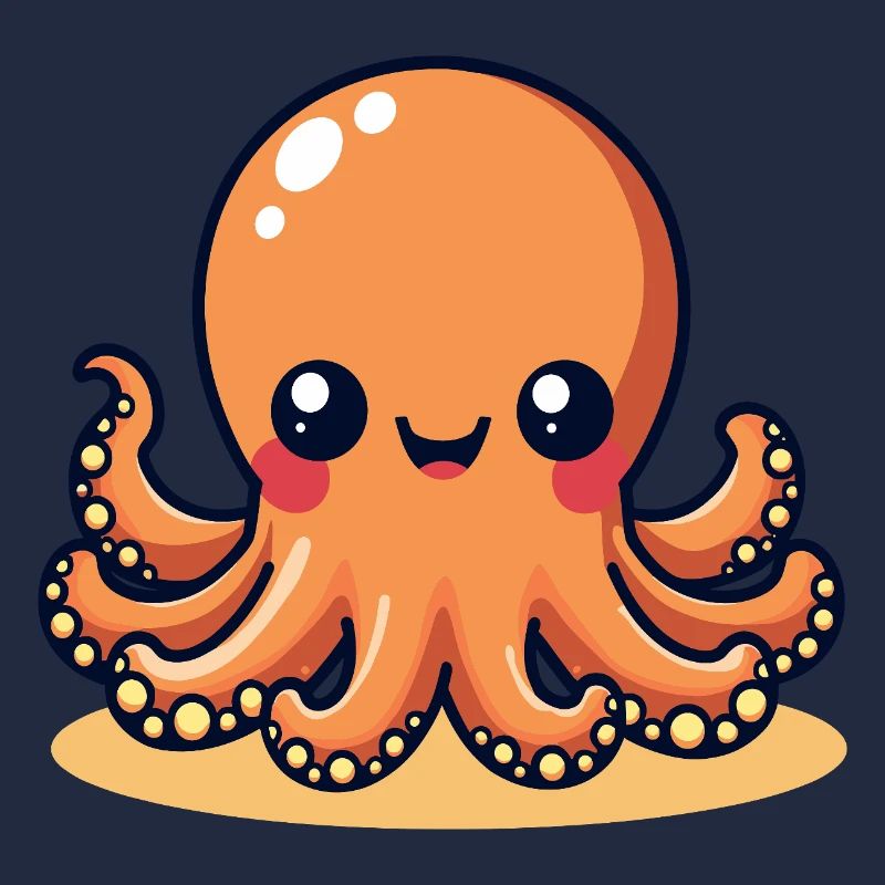 Cute Squid Smiling Octopus Kawaii