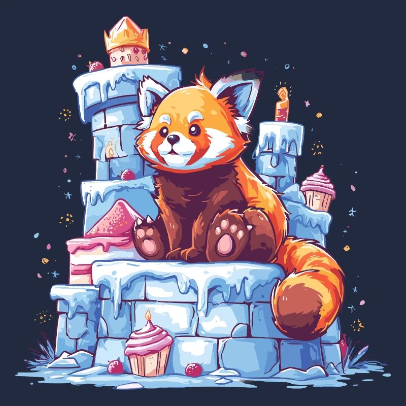 Roter Panda auf Eisburg