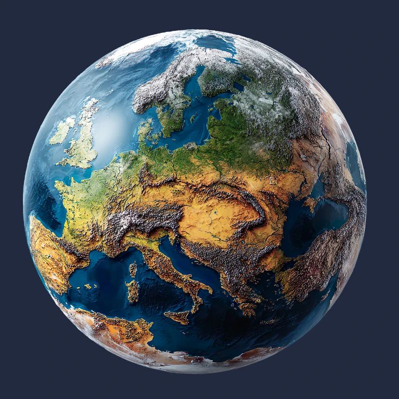 Conception du globe : paysage Europe-Asie