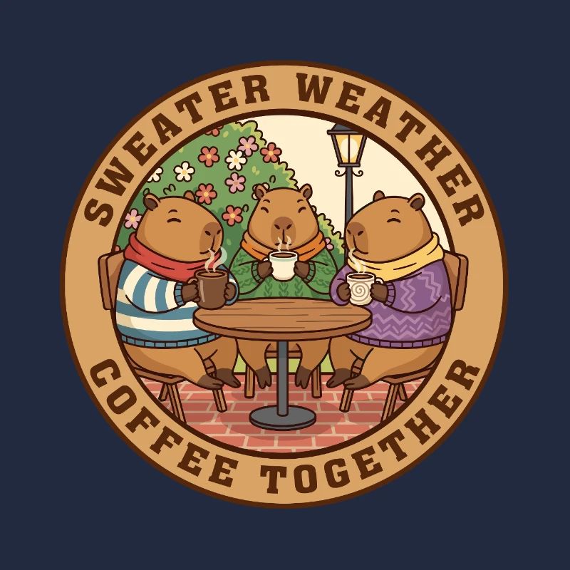 Capybara-Pullover, Wetter, Kaffee, Zusammen.