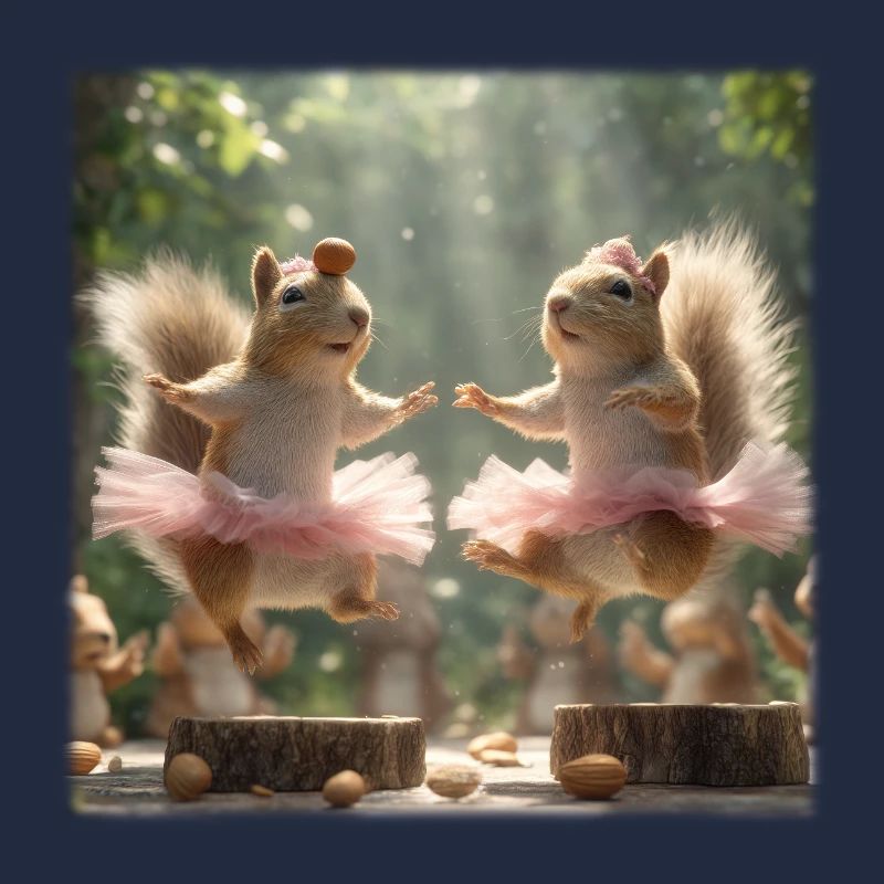 Ballet Squirrel in Tutu with Acorns