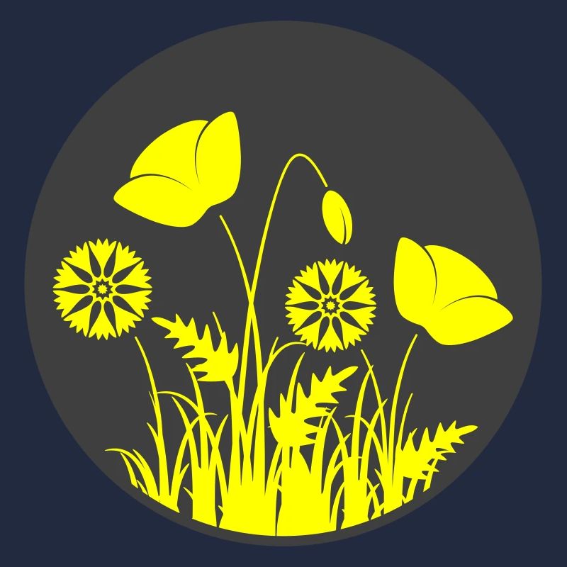 Gelbe Blumen im Kreis
