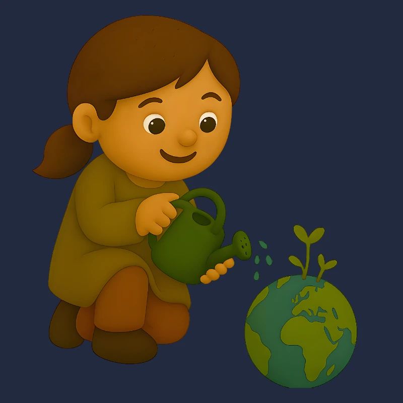 Little environmentalist pouring globe