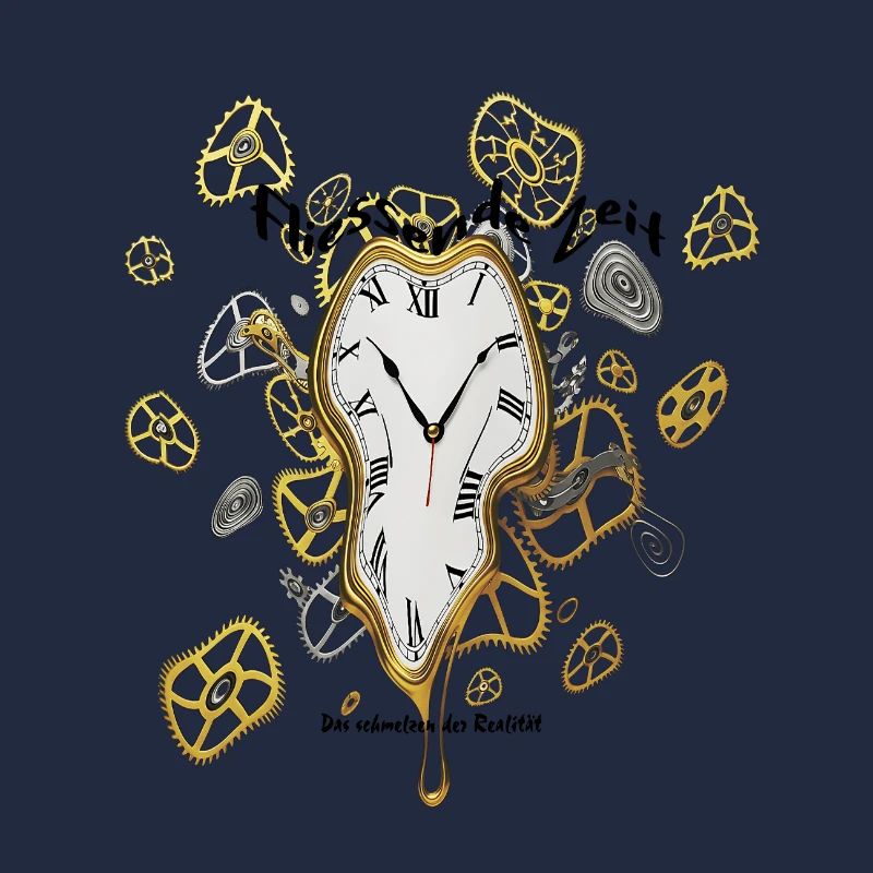 Melting clock with gears