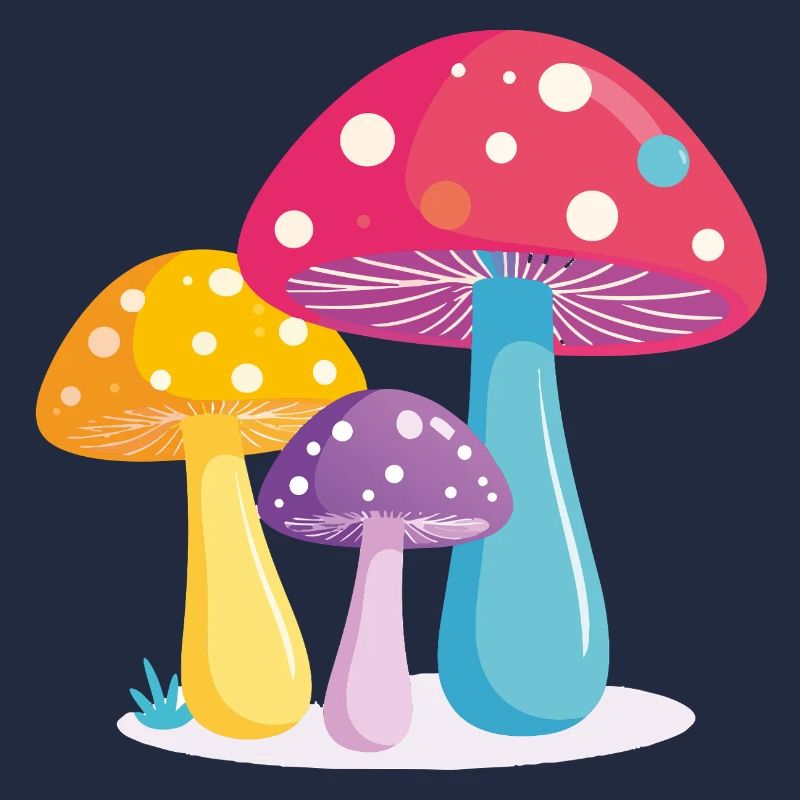 Illustration colorée du trio de champignons Graphique de champignons colorés
