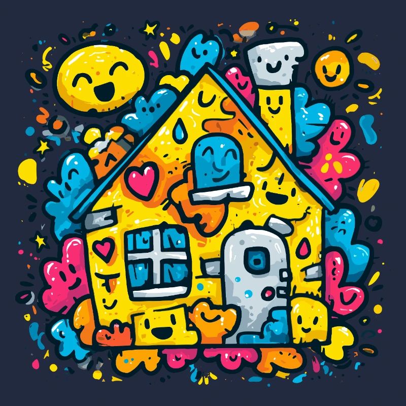Lachendes Haus Farbklecks