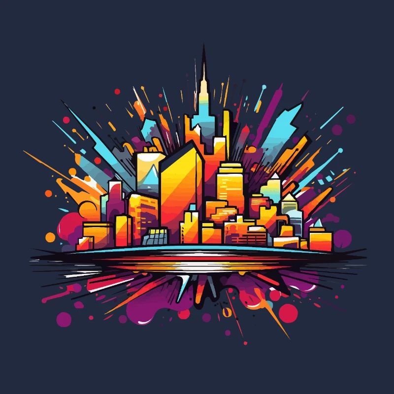 Bunte Stadtsilhouette Explosion