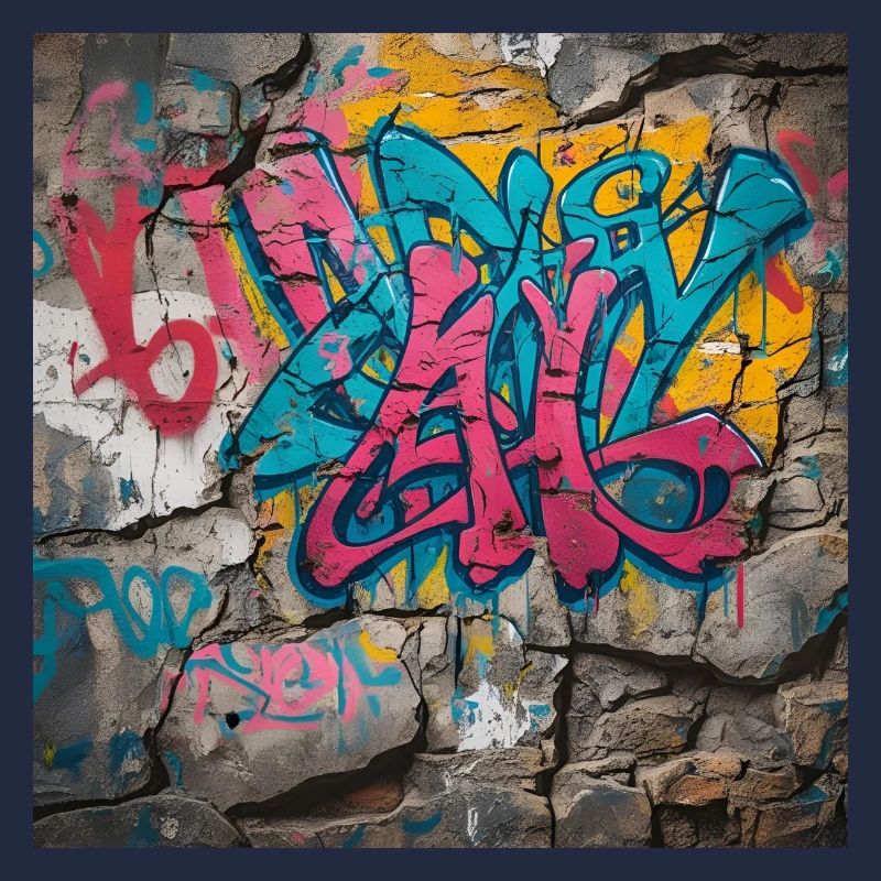 Bunte Graffiti auf Steinwand