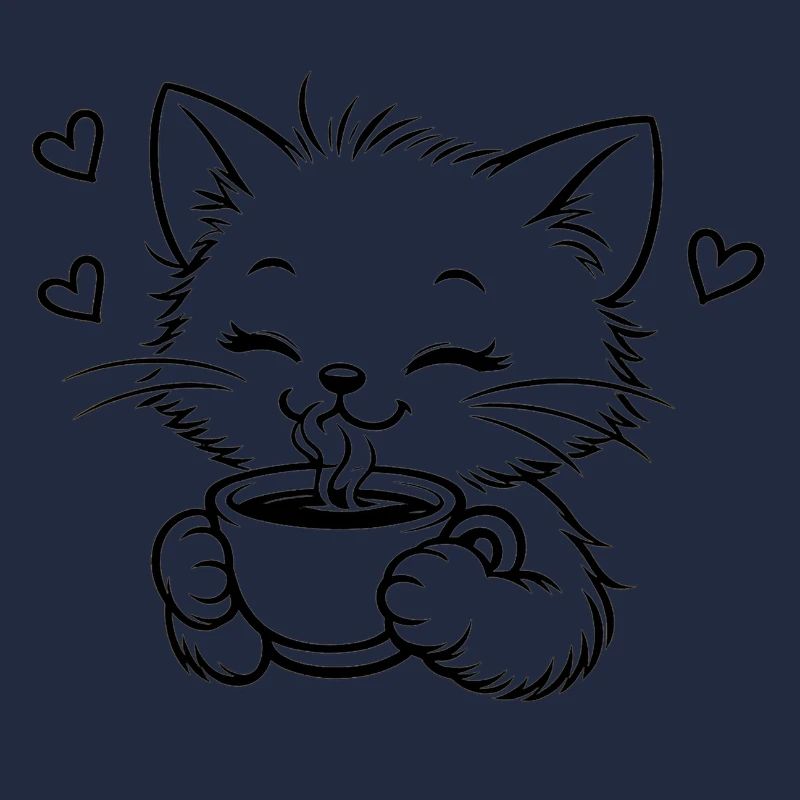 Kitten drinks coffee cuddle magic