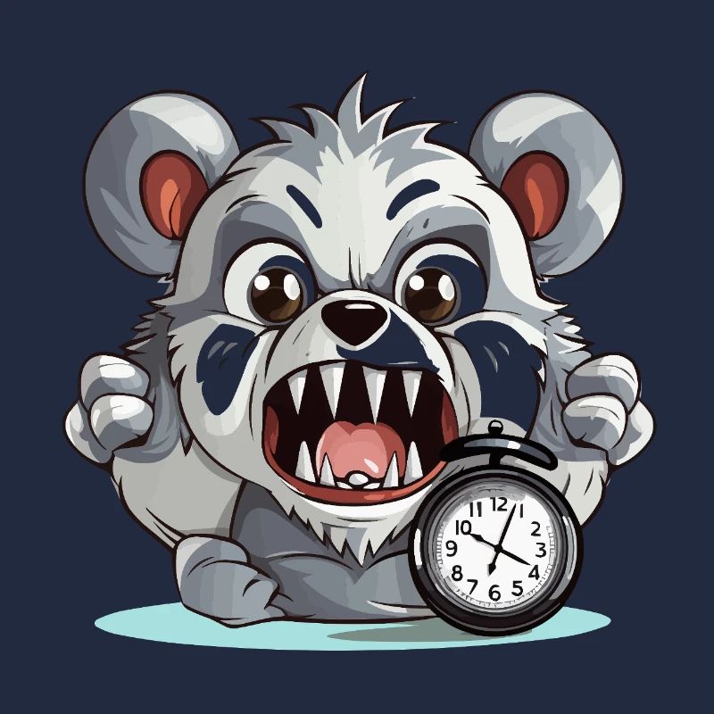 Aggressiver Panda mit Wecker