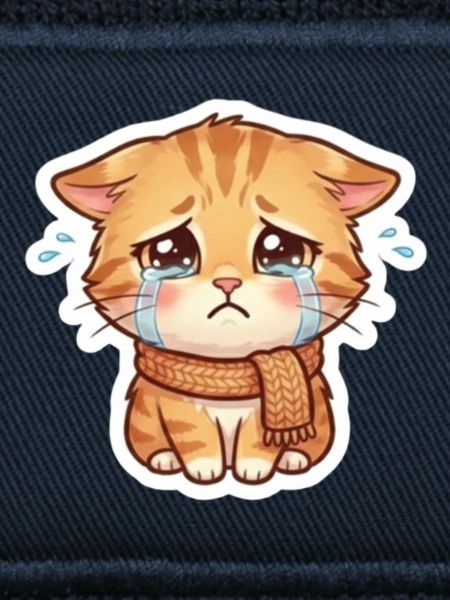 Crying Kitten with Scarf