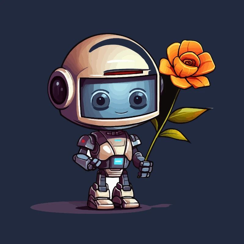 Little robot with rose