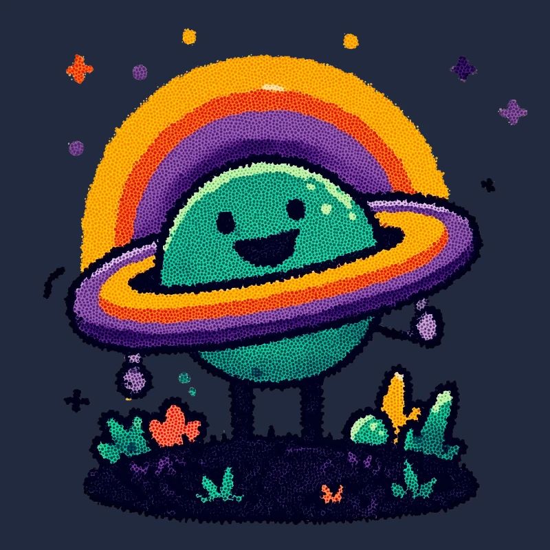 Bunter Planet mit Ring