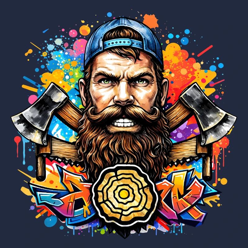 Graffiti lumberjack with double axe
