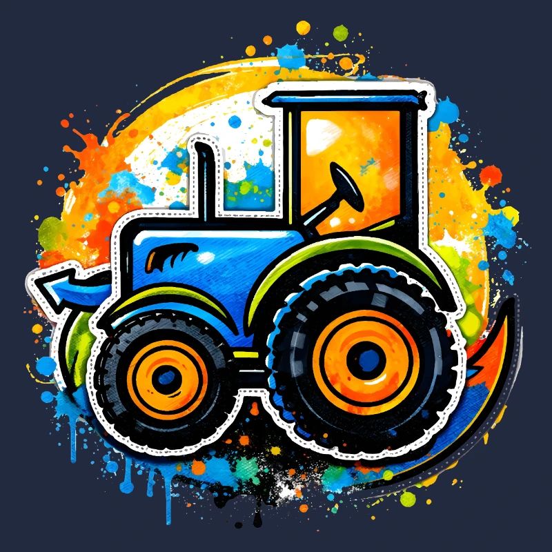 Bunter Traktor im Graffiti-Stil  