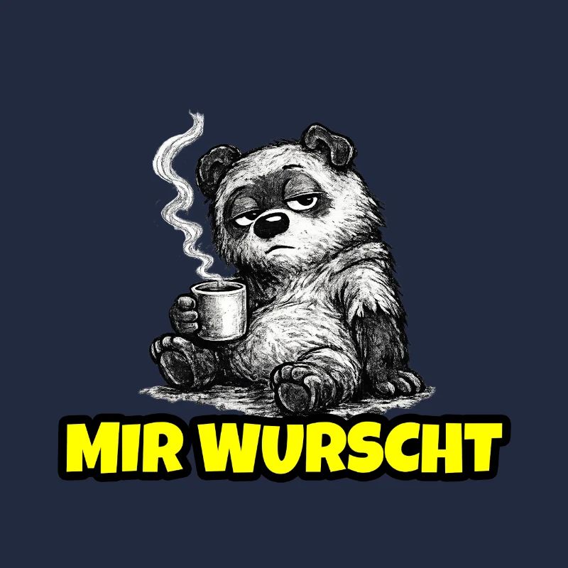 I don't care – Grumpy Bear with Coffee (Sketch)