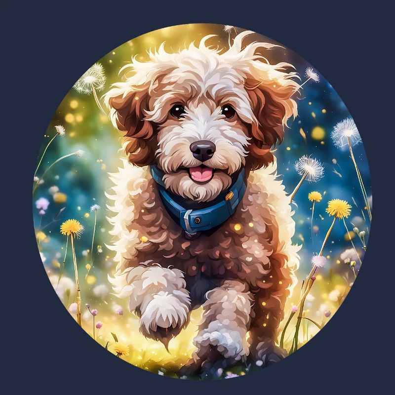 Aussiedoodle in the sunshine