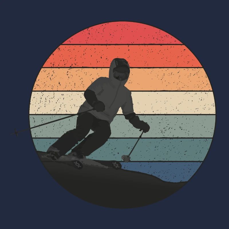 Skiing downhill in sunset