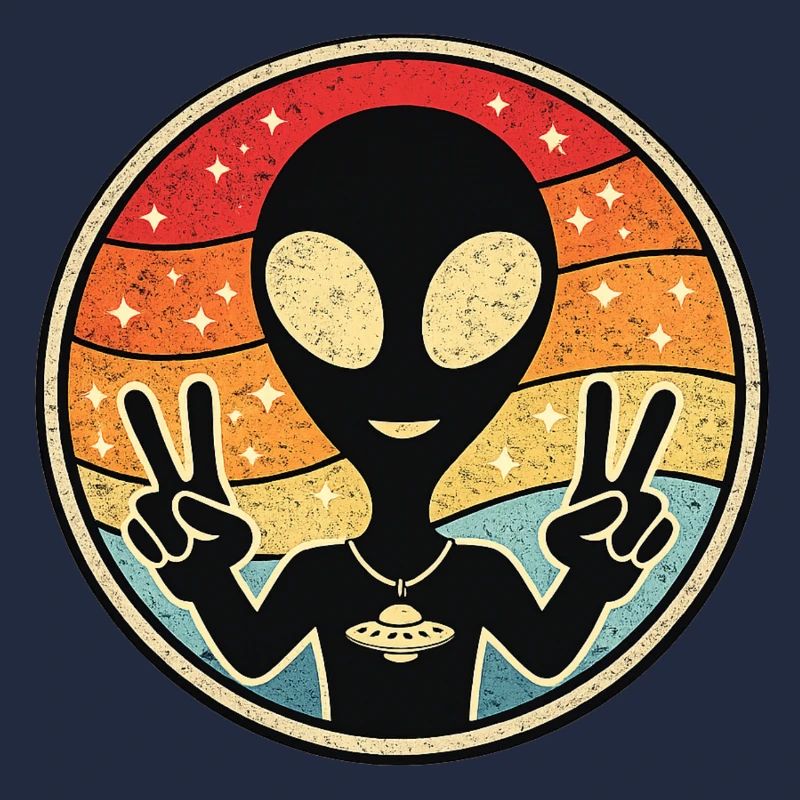 Außerirdischer Friedens Retro Sticker